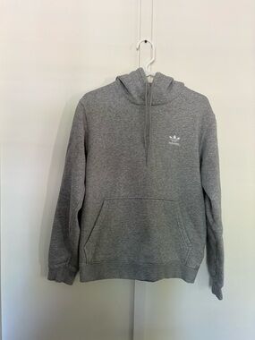 adidas Heather Gray Pullover Hoodie with Trefoil Tag